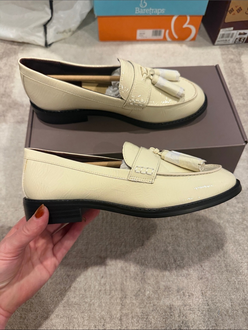 Franco Sarto Cream Patent Leather Tassel Loafers - Women's - Picture 4 of 4